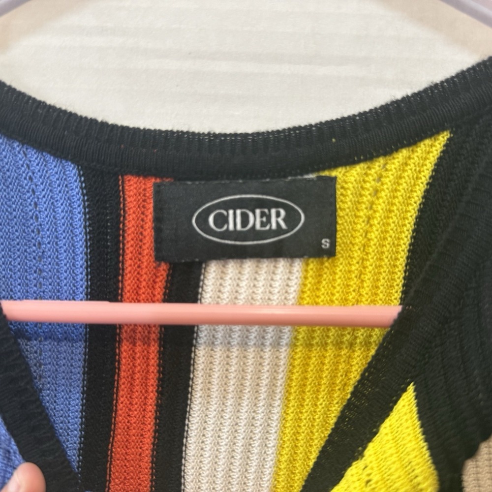 Cider Women's Size Small Vertical Colorful Stripe Knit Crop Top Sleeveless - Picture 3 of 5